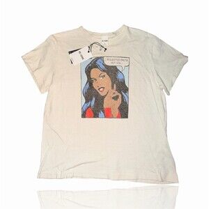 RE/DONE T-Shirt Womens Size M Ivory Graphic Print Crew Neck Short Sleeve